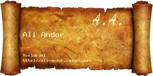 Ali Andor névjegykártya