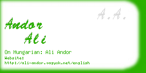 andor ali business card